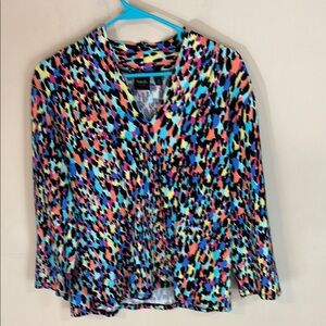 Rafaella Studio Multicolored V Neck Cotton  Top  Sweater with 3/4 Sleeves XL